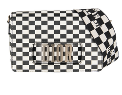 Dio(R)evolution Checkered Flap Bag, Lthr, Black/White, 19MA0138, S/B, 3*